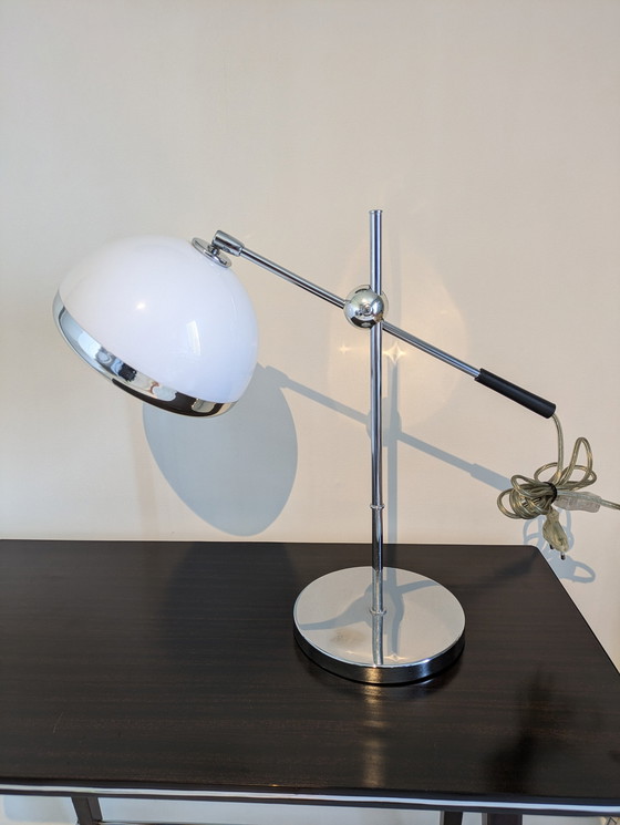 Image 1 of Eichholtz Vintage Chrome White Table Lamp