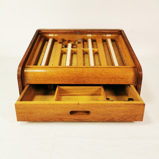 Image 1 of Vintage oak wood roller shutter cabinet by Carl Zeiss Jena, Germany 1950