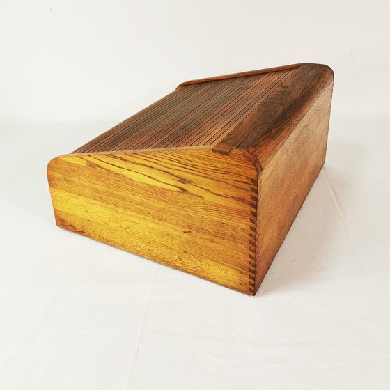 Image 1 of Vintage oak wood roller shutter cabinet by Carl Zeiss Jena, Germany 1950