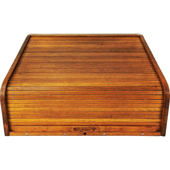 Image 1 of Vintage oak wood roller shutter cabinet by Carl Zeiss Jena, Germany 1950