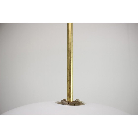 Image 1 of Vintage brass and milk glass pendant lamp by Kamenicky Senov, Czechoslovakia 1970