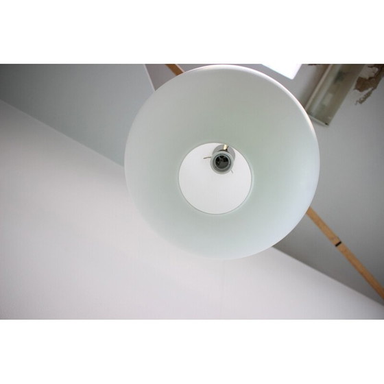Image 1 of Vintage brass and milk glass pendant lamp by Kamenicky Senov, Czechoslovakia 1970