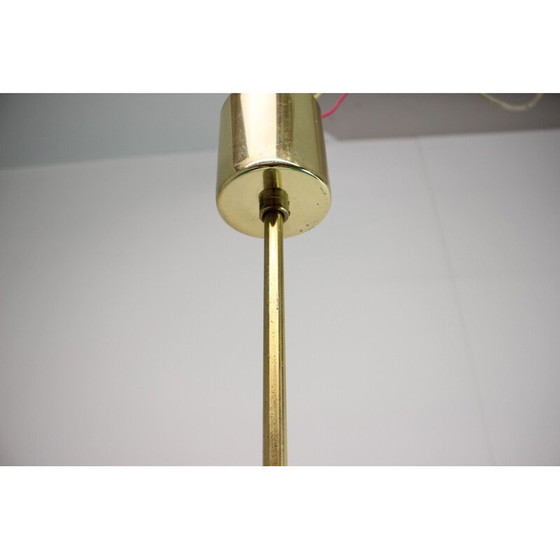 Image 1 of Vintage brass and milk glass pendant lamp by Kamenicky Senov, Czechoslovakia 1970