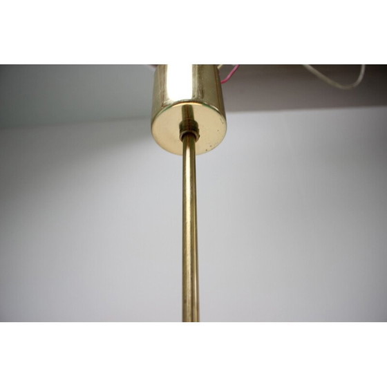 Image 1 of Vintage brass and milk glass pendant lamp by Kamenicky Senov, Czechoslovakia 1970