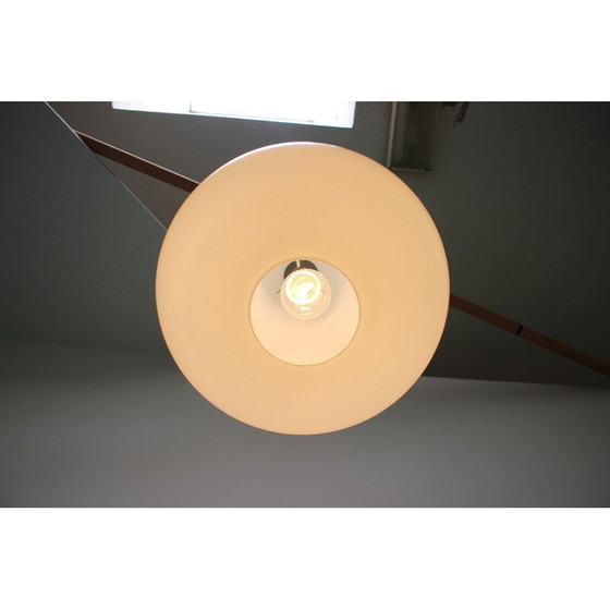 Image 1 of Vintage brass and milk glass pendant lamp by Kamenicky Senov, Czechoslovakia 1970