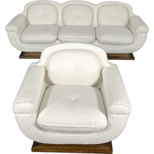 Mid-century white Art Deco living room set, Italy 1930s