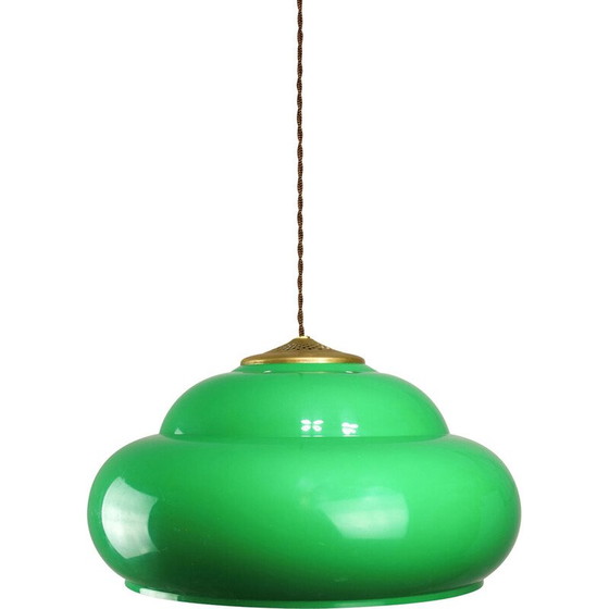 Image 1 of Vintage green billiard table lamp in brass and plastic, Italy