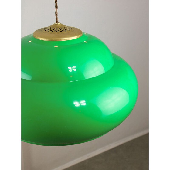 Image 1 of Vintage green billiard table lamp in brass and plastic, Italy