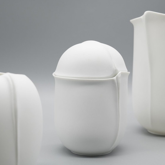 Image 1 of Hutschenreuther Bisque Porcelain Vase Trio Fine White Matte Mcm Eggshell Shaped