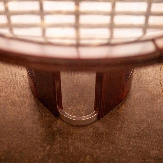 Image 1 of Brutalist vintage marble and rosewood dining table, France 1970s