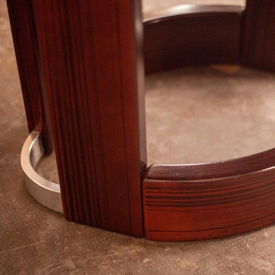 Image 1 of Brutalist vintage marble and rosewood dining table, France 1970s