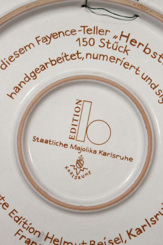 Image 1 of Franz Dewald & Karlsruhe Majolika - Large Decorative Abstract Dish 1976 N°42/150