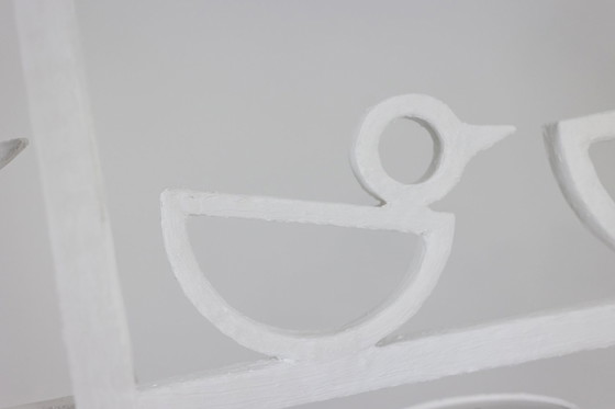 Image 1 of Rectangular Shaped Plaster Chandelier With Birds.