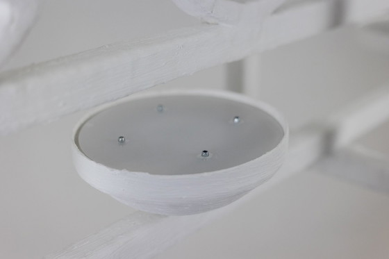 Image 1 of Rectangular Shaped Plaster Chandelier With Birds.