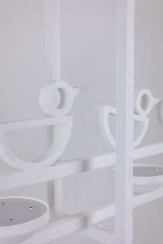 Image 1 of Rectangular Shaped Plaster Chandelier With Birds.