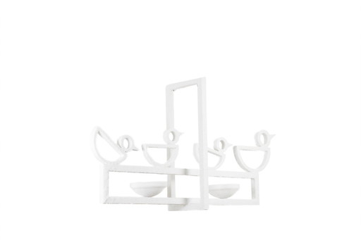 Rectangular Shaped Plaster Chandelier With Birds.