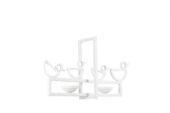 Image 1 of Rectangular Shaped Plaster Chandelier With Birds.
