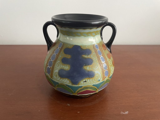 Arnhemsche Fayencefabriek - Art Deco Plating Vase Decor Roma