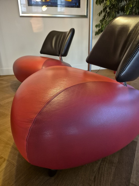 Image 1 of 2x Leolux Chairs Model Pallone Plus Hocker