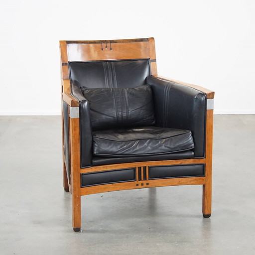 Schuitema Art Deco Design Armchair With Black Leather