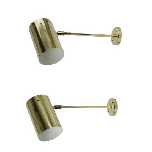 Large Pair Of Brass Wall Or Ceiling Lights, 1960