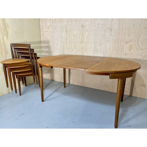 Vintage teak dining set by Hans Olsen for Frem Røjle, Denmark 1950s