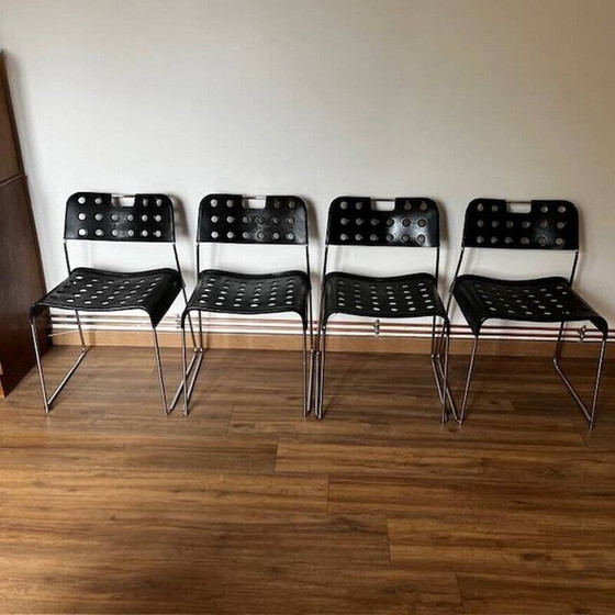 Image 1 of Set of 4 vintage black Omstak chairs by Rodney Kinsman