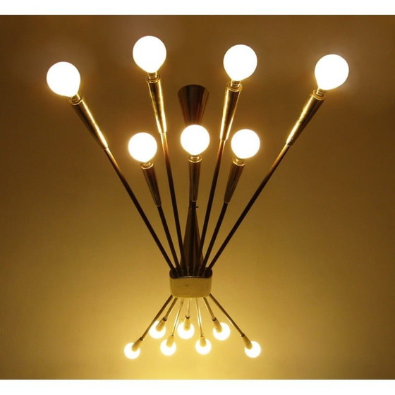 Image 1 of Vintage Sputnik chandelier by Oscar Torlasco for Lumi, Italy 1950