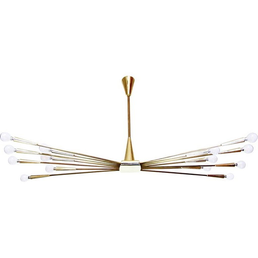 Vintage Sputnik chandelier by Oscar Torlasco for Lumi, Italy 1950