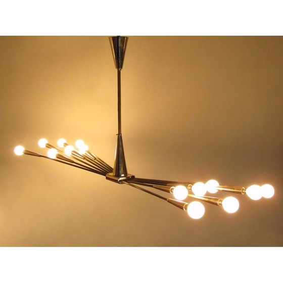 Image 1 of Vintage Sputnik chandelier by Oscar Torlasco for Lumi, Italy 1950