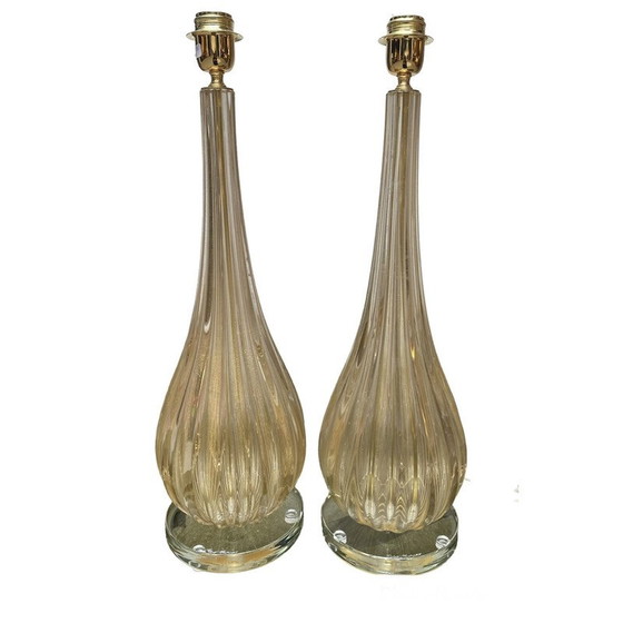 Image 1 of Coppia di lampade vintage in vetro di Murano di Toso