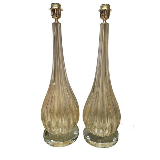Image 1 of Coppia di lampade vintage in vetro di Murano di Toso