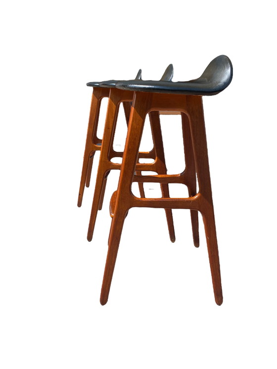 Image 1 of Set Of 3 Bar Chairs, Erik Buch For Od Mobler, Denmark, 1960