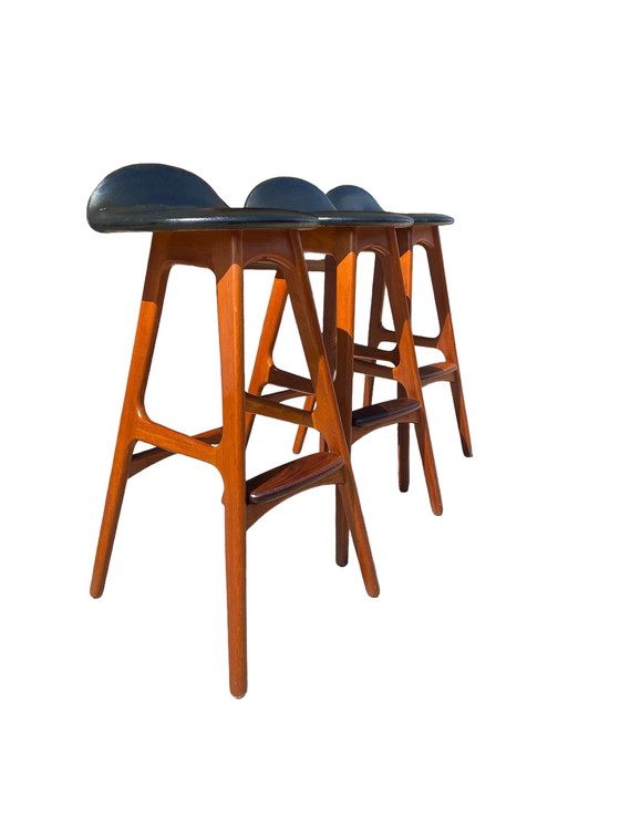 Image 1 of Set Of 3 Bar Chairs, Erik Buch For Od Mobler, Denmark, 1960