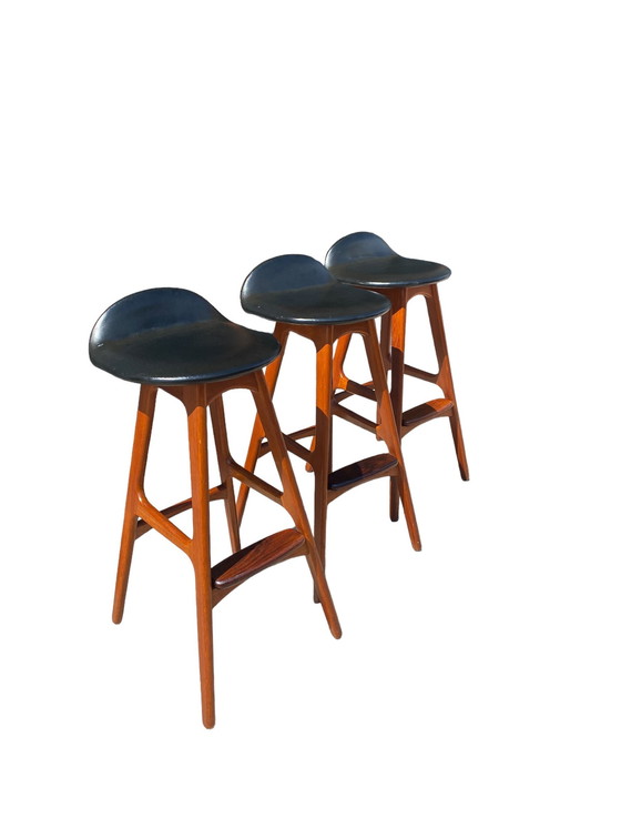 Image 1 of Set Of 3 Bar Chairs, Erik Buch For Od Mobler, Denmark, 1960