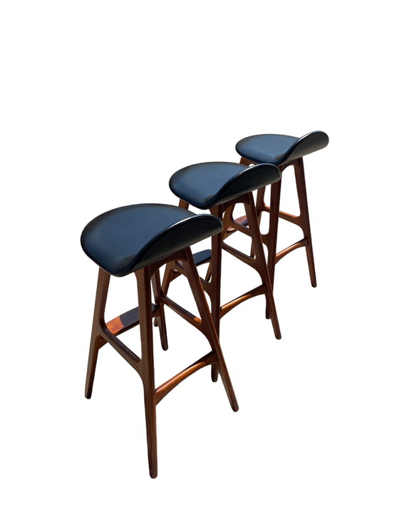 Image 1 of Set Of 3 Bar Chairs, Erik Buch For Od Mobler, Denmark, 1960