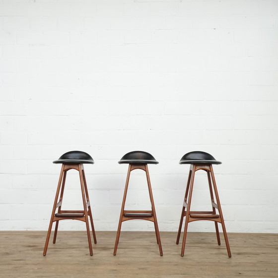 Image 1 of Set Of 3 Bar Chairs, Erik Buch For Od Mobler, Denmark, 1960