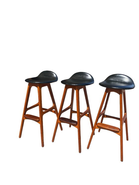 Image 1 of Set Of 3 Bar Chairs, Erik Buch For Od Mobler, Denmark, 1960