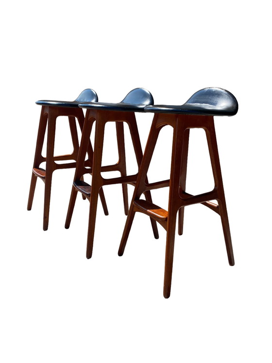 Image 1 of Set Of 3 Bar Chairs, Erik Buch For Od Mobler, Denmark, 1960