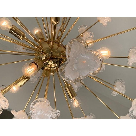 Image 1 of Contemporary Murano Glass Sputnik Flowers Italian Handmade Chandelier