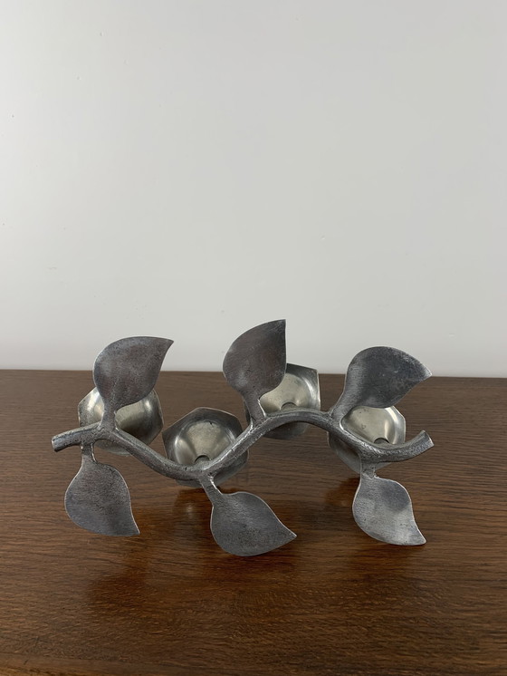 Image 1 of Portacandele in metallo vintage a 4 fiori