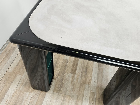 Image 1 of Vintage Game Table In Grey Fabric Attributed To Pierluigi Molinari For Pozzi Milano