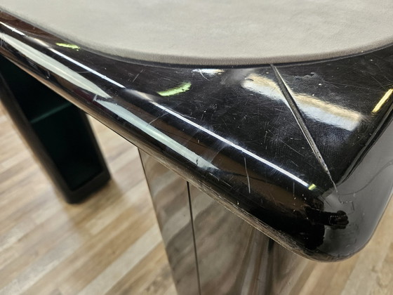 Image 1 of Vintage Game Table In Grey Fabric Attributed To Pierluigi Molinari For Pozzi Milano