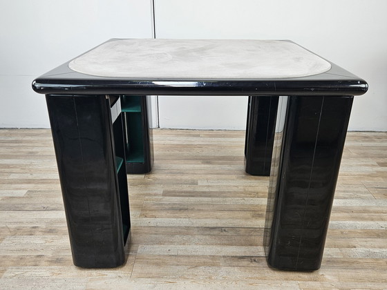 Image 1 of Vintage Game Table In Grey Fabric Attributed To Pierluigi Molinari For Pozzi Milano