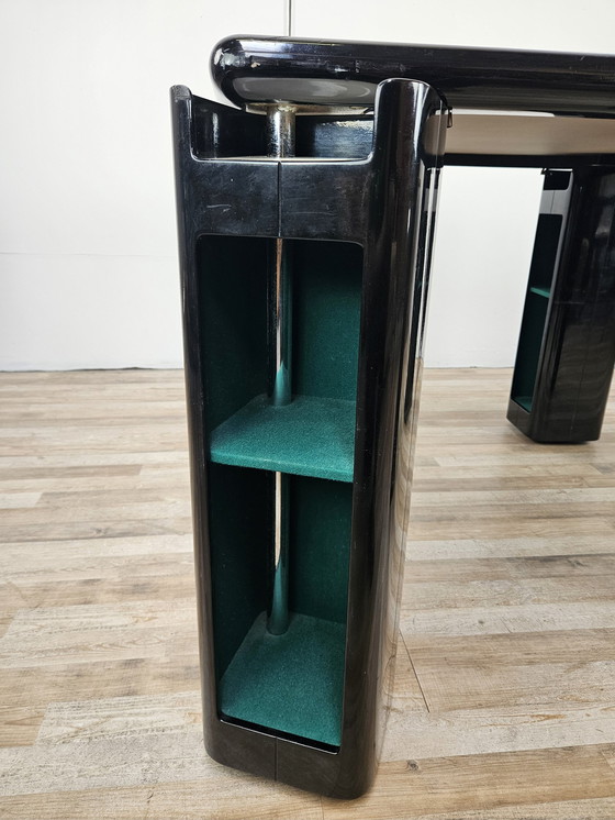 Image 1 of Vintage Game Table In Grey Fabric Attributed To Pierluigi Molinari For Pozzi Milano