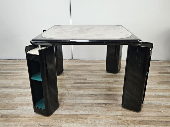 Image 1 of Vintage Game Table In Grey Fabric Attributed To Pierluigi Molinari For Pozzi Milano