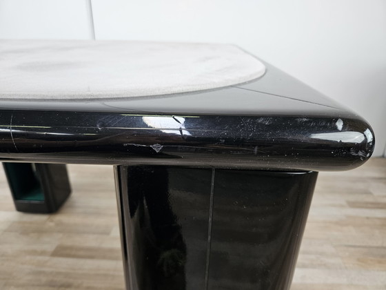 Image 1 of Vintage Game Table In Grey Fabric Attributed To Pierluigi Molinari For Pozzi Milano