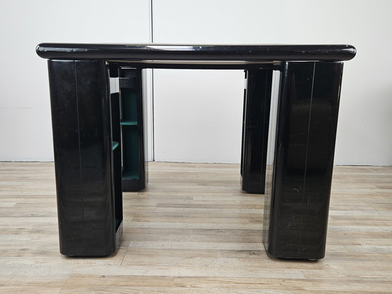 Image 1 of Vintage Game Table In Grey Fabric Attributed To Pierluigi Molinari For Pozzi Milano