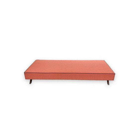 Image 1 of Vintage daybed in solid teak and cotton canvas by Jeanneret, France 1957