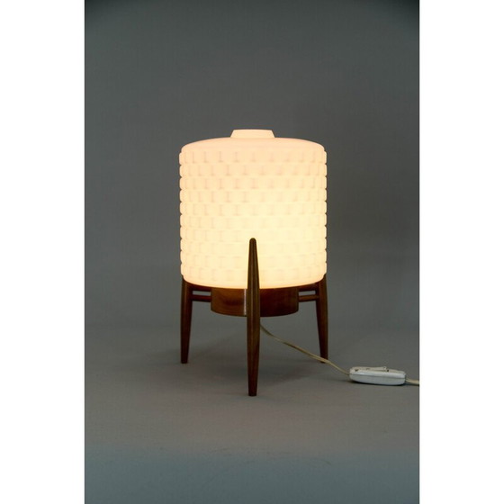 Image 1 of Lampada da tavolo vintage in legno e vetro di Uluv, Cecoslovacchia, anni '60